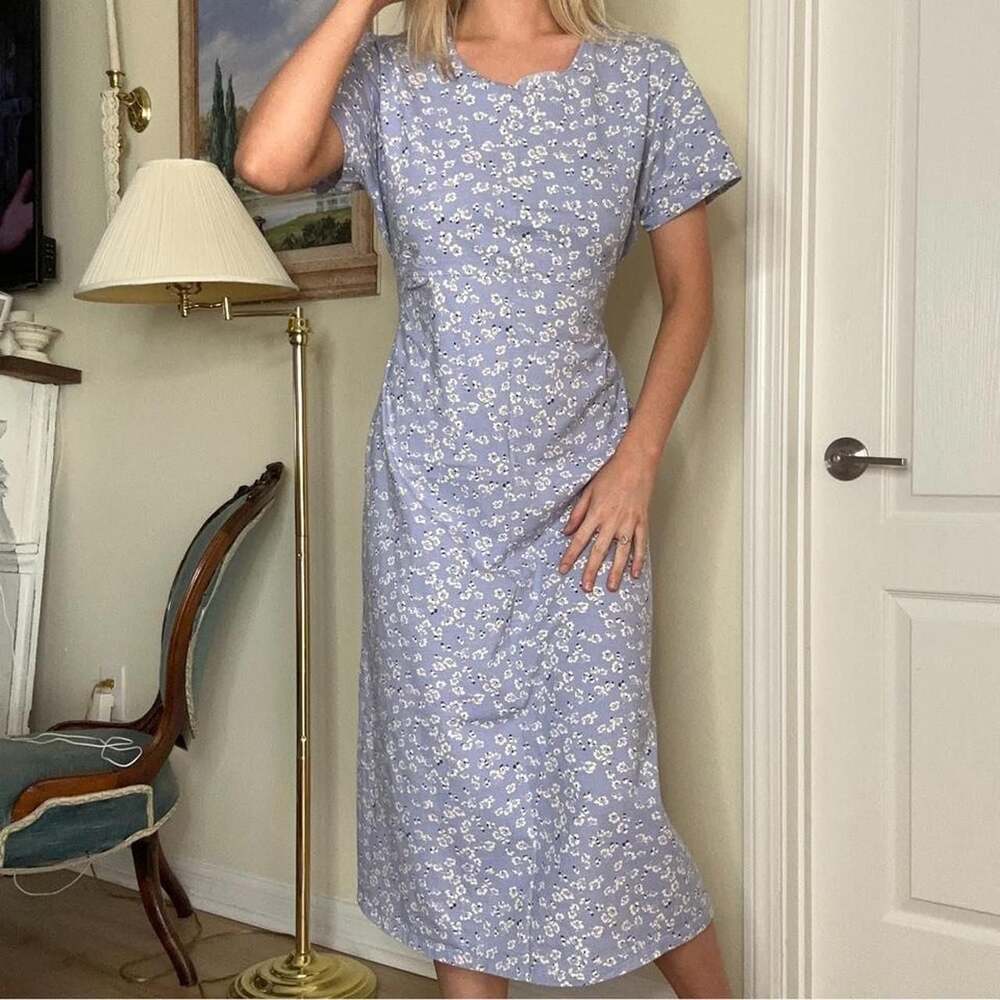 Cherokee Vintage 90s Floral Cotton Tie Back Midi Dress